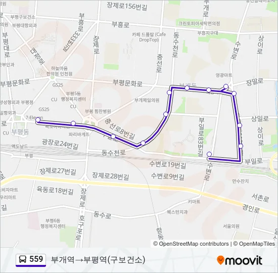 559 버스 노선 지도