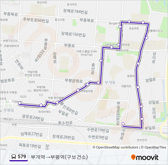 579 버스 노선 지도