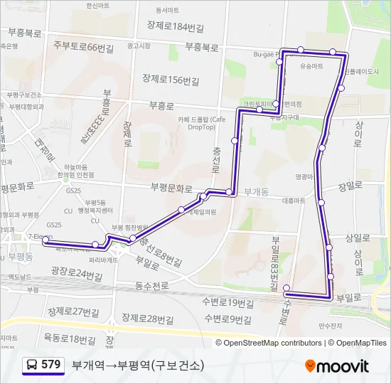 579 버스 노선 지도