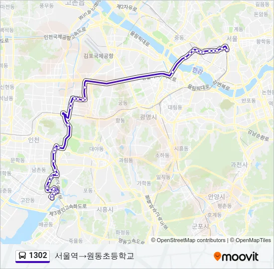 1302 Bus Line Map