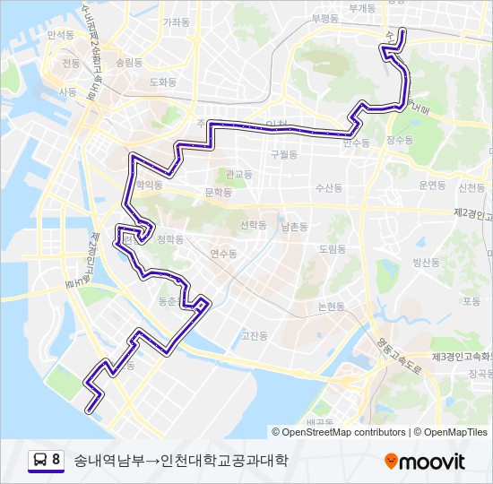 8 버스 노선 지도