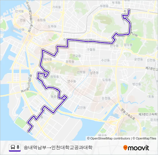 8 버스 노선 지도