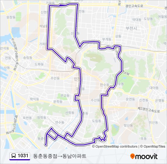 1031 버스 노선 지도