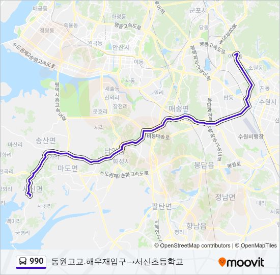 990 버스 노선 지도