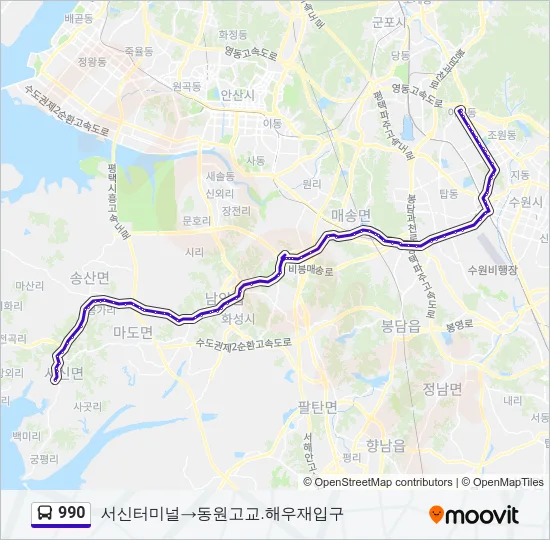 990 버스 노선 지도