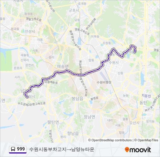 999 버스 노선 지도
