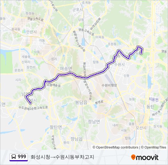 999 버스 노선 지도