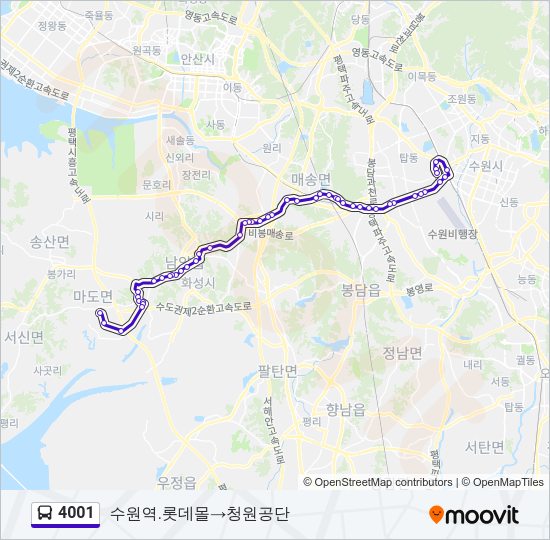 4001 버스 노선 지도