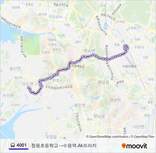 4001 버스 노선 지도