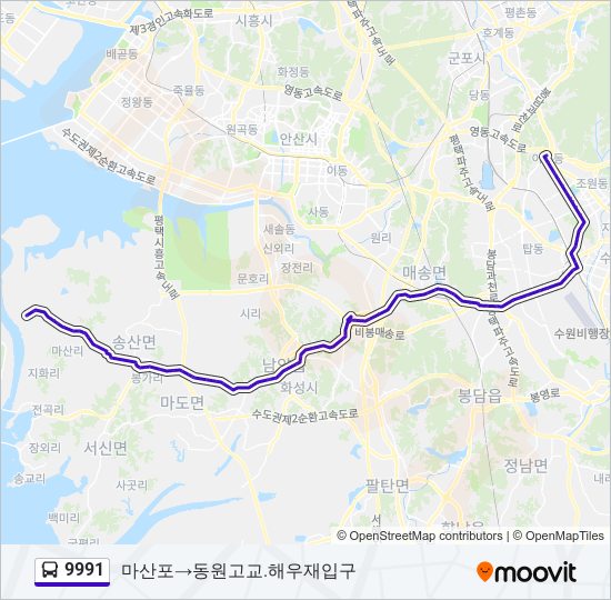 9991 bus Line Map