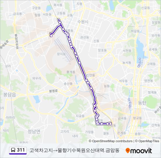 311 버스 노선 지도
