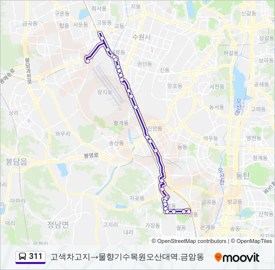 311 버스 노선 지도