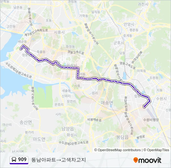 909 Bus Line Map