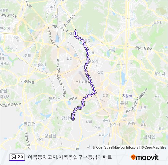 25 bus Line Map