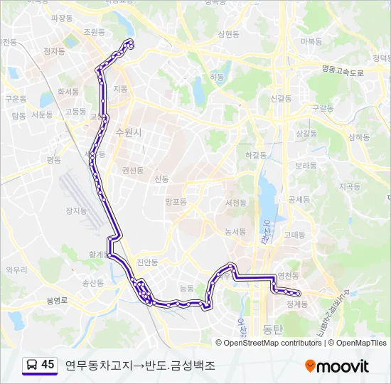 45 버스 노선 지도