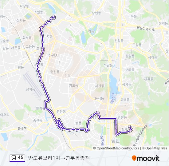 45 Bus Line Map