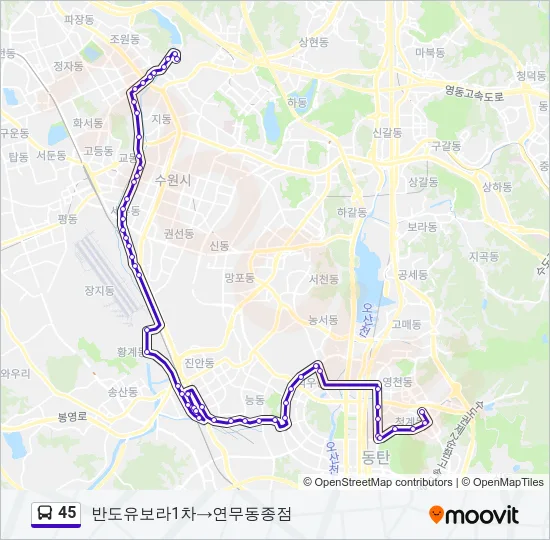 45 버스 노선 지도