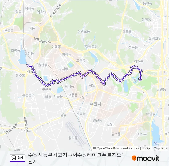 54 Bus Line Map