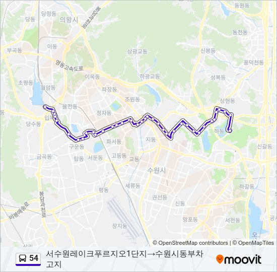 54 bus Line Map