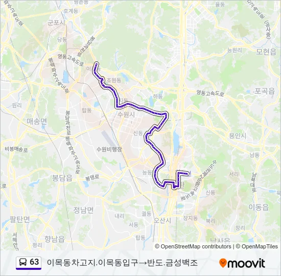 63 버스 노선 지도