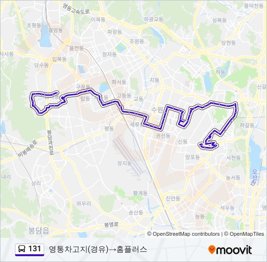 131 버스 노선 지도