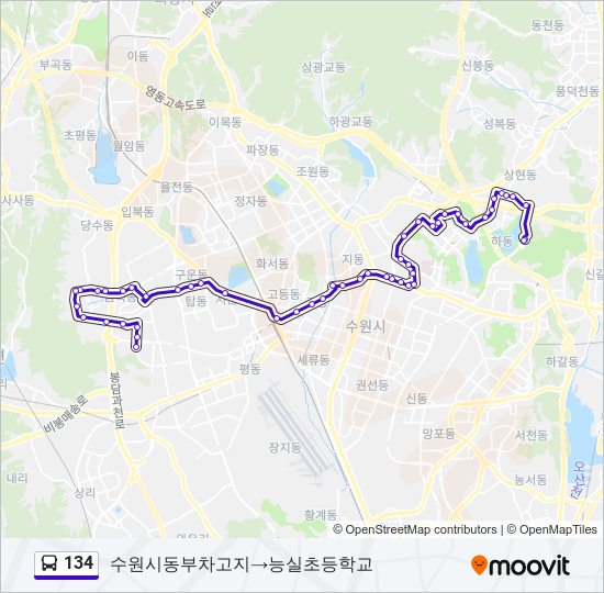 134 bus Line Map