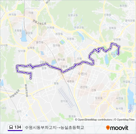 134 버스 노선 지도