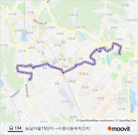134 버스 노선 지도