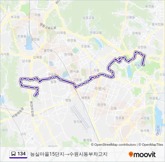 134 버스 노선 지도