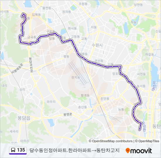 135 버스 노선 지도
