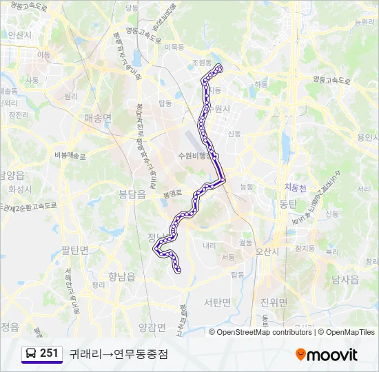 251 버스 노선 지도