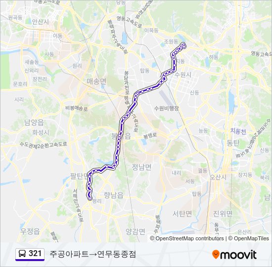 321 bus Line Map