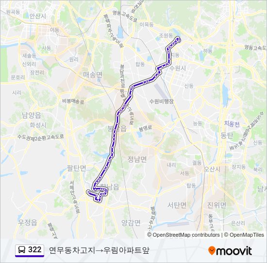 322 버스 노선 지도
