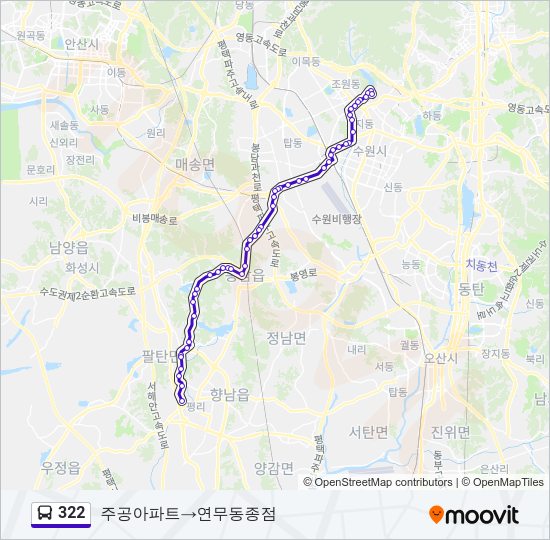 322 버스 노선 지도