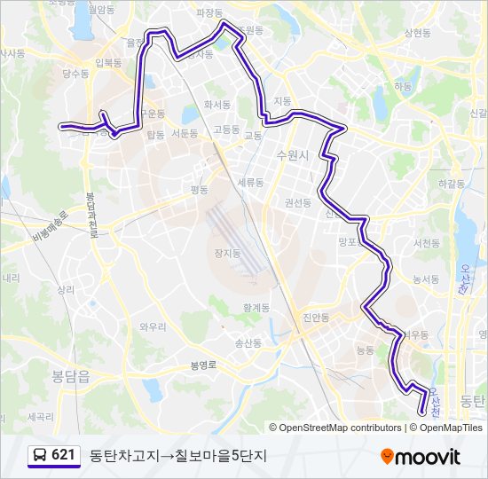 621 버스 노선 지도