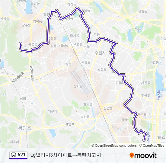621 버스 노선 지도