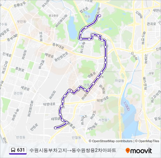 631 버스 노선 지도