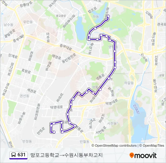 631 버스 노선 지도