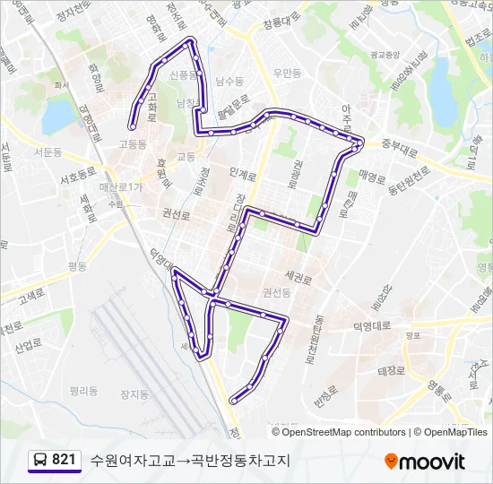 821 Bus Line Map