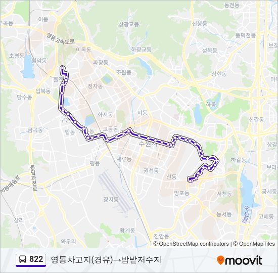 822 Bus Line Map