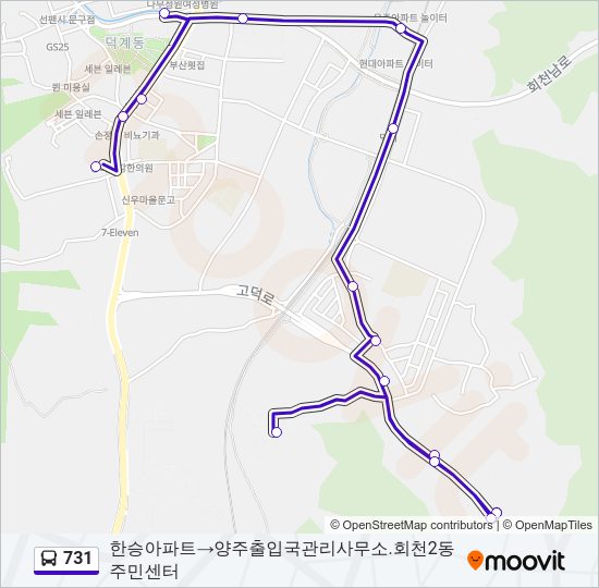 731 버스 노선 지도