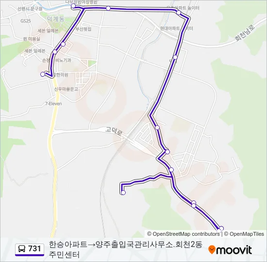 731 버스 노선 지도