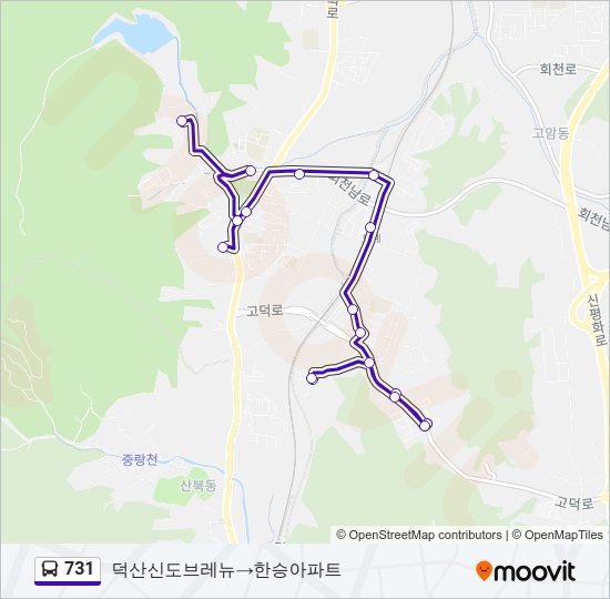 731 버스 노선 지도