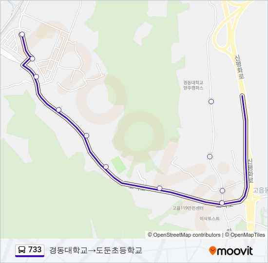 733 버스 노선 지도