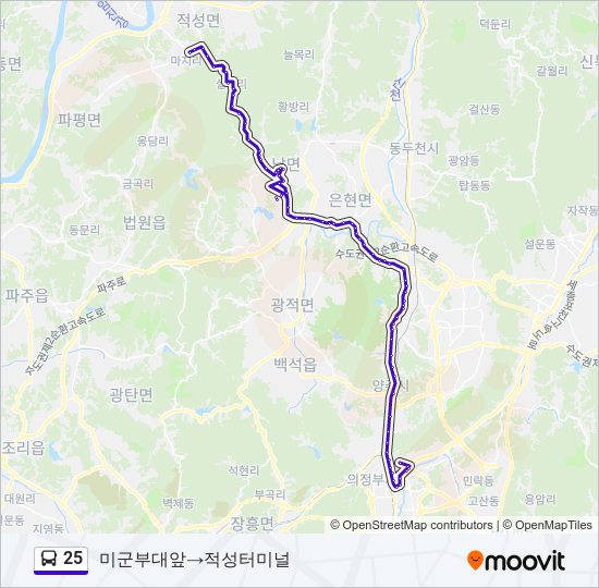 25 bus Line Map