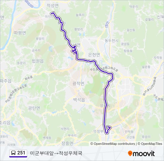 251 버스 노선 지도