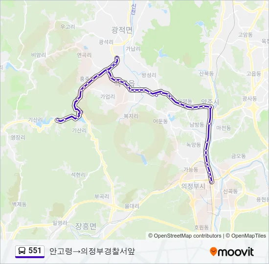 551 Bus Line Map