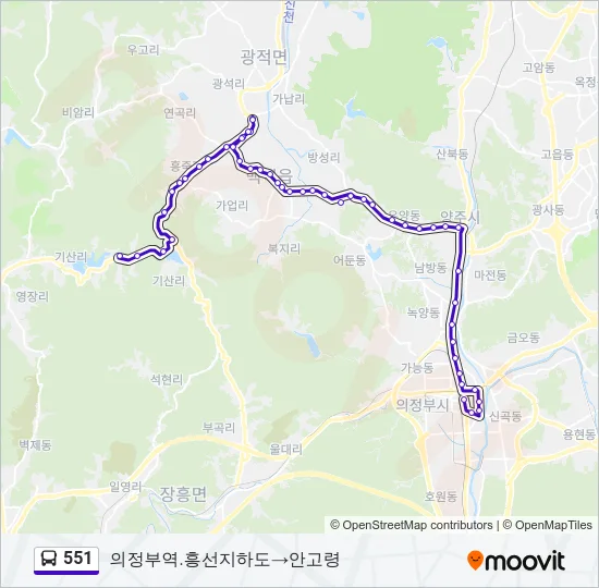 551 버스 노선 지도