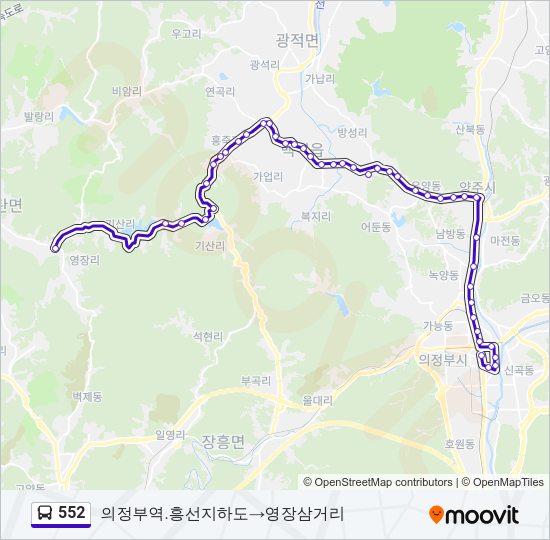 552 Bus Line Map