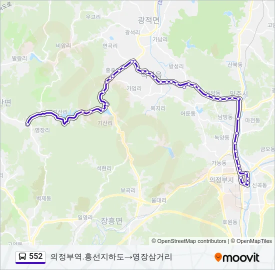 552 버스 노선 지도